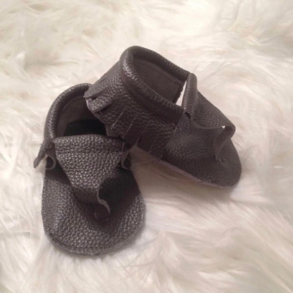 Real leather sandal Moccasins-dark gray - Picture 1 of 5